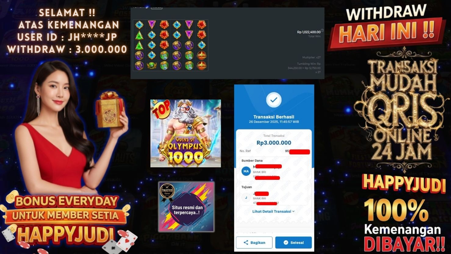 HAPPYJUDI JACKPOT SLOT GATES OF OLYMPUS 1000